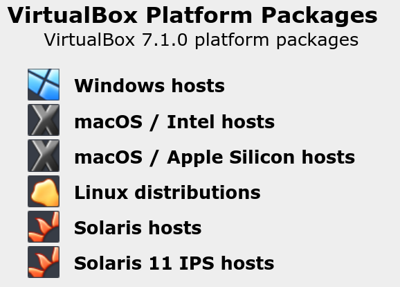 Descarga de VirtualBox según Sistema Operativo