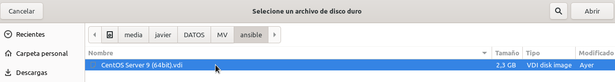 Seleccionar vdi