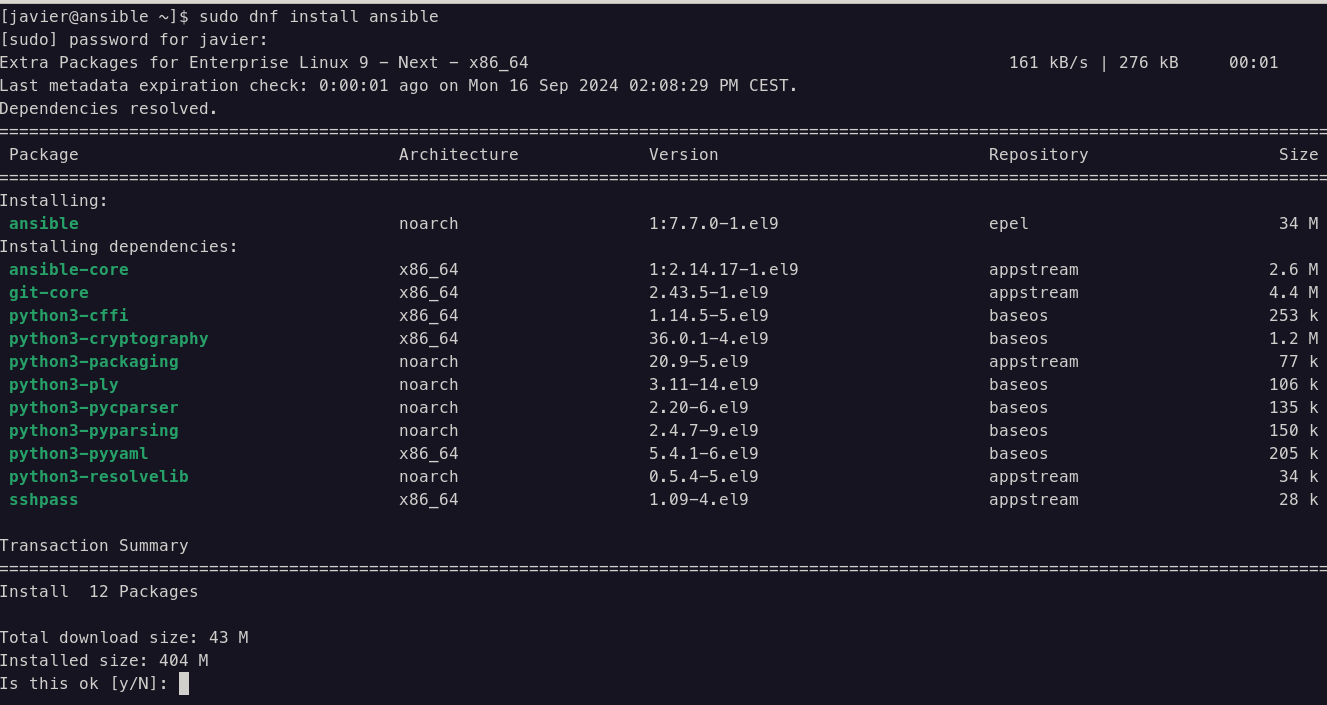 Instalar paquete de Ansible