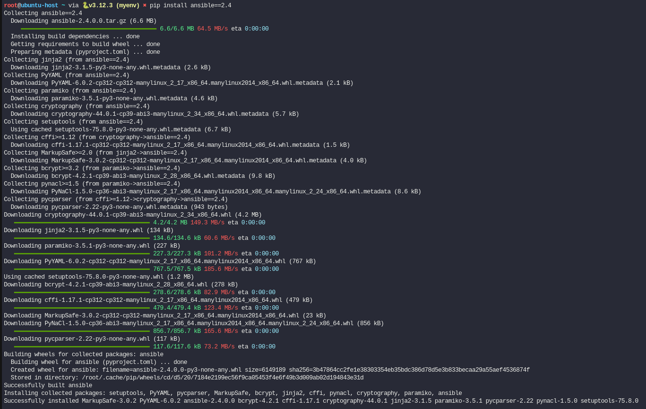 Instalar un versión concreta de Ansible con pip
