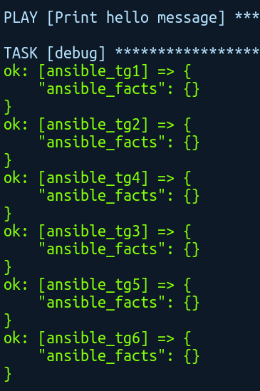 Resultado de no recolectar facts, la variable ansible_facts está vacía