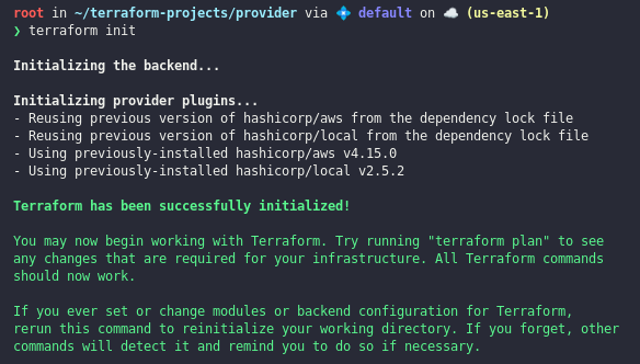 Ejemplo comando terraform init