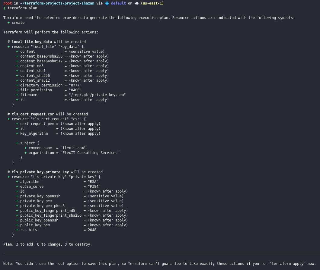 Ejemplo comando terraform plan