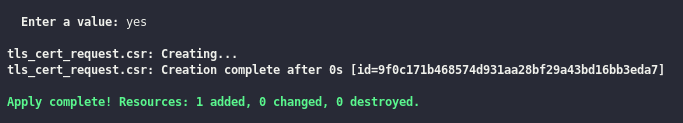 Ejemplo comando terraform apply con salida exitosa